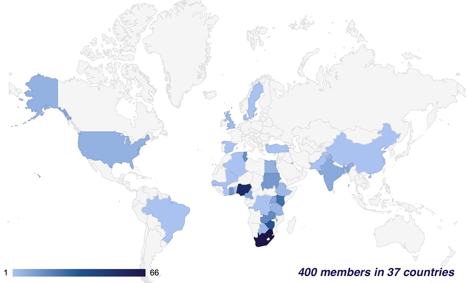 Map showing the geographical distribution of current SAGESA members