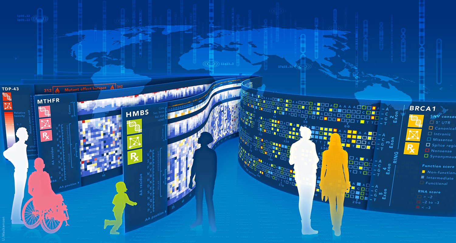 Splash screen created using data from various labs (Greg Findlay, Ben Lehner, Fritz Roth, …) Image credit: <em>Uta Mackensen for the Atlas of Variant Effects Alliance</em>